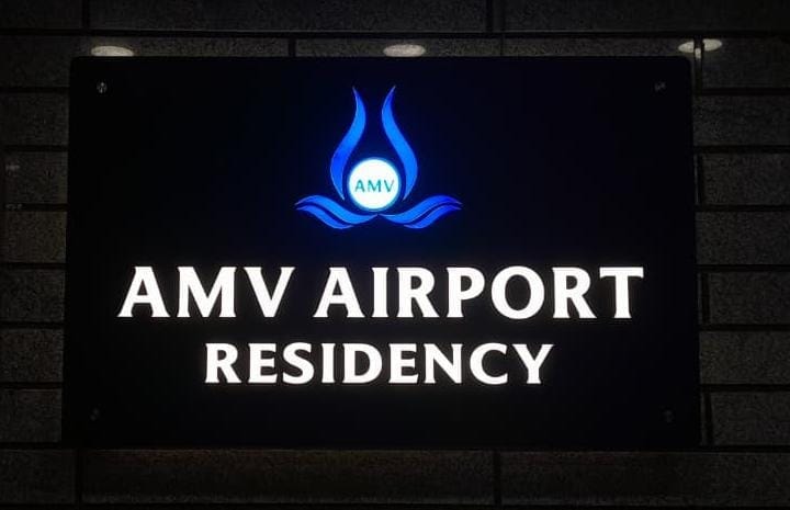 AMV Airport Residency illuminated signage